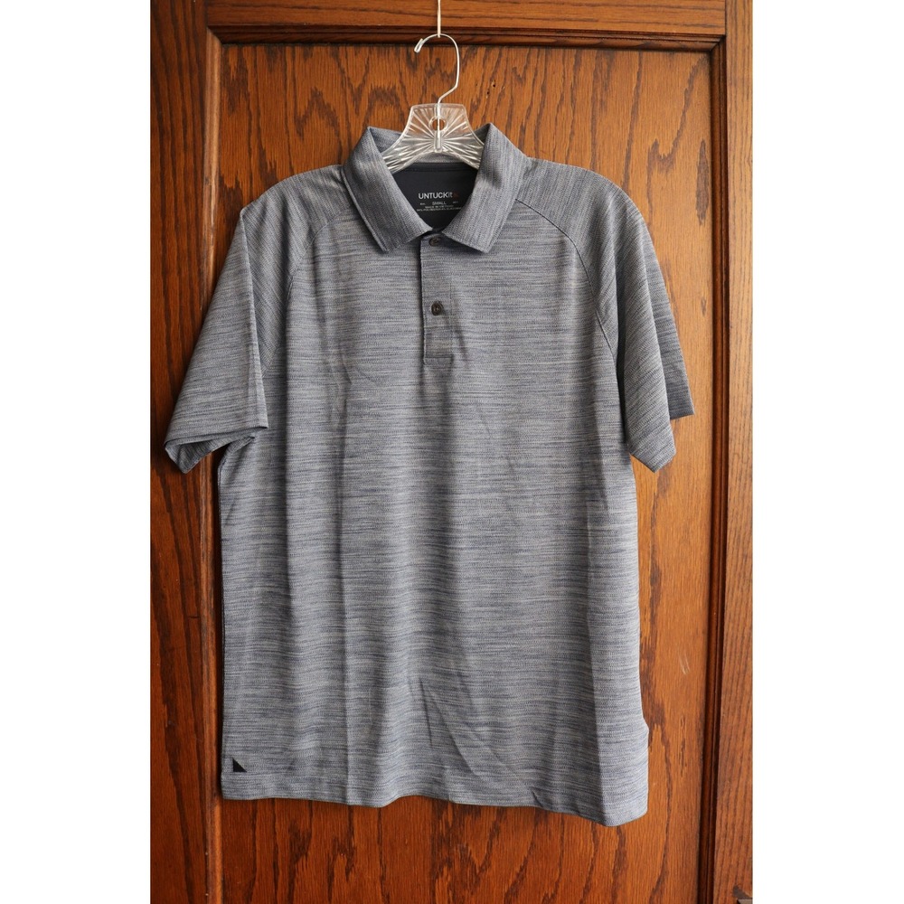 UNTUCKit Hannifer Polo Shirt Mens Small Blue Gray Textured Performance 41486 New
